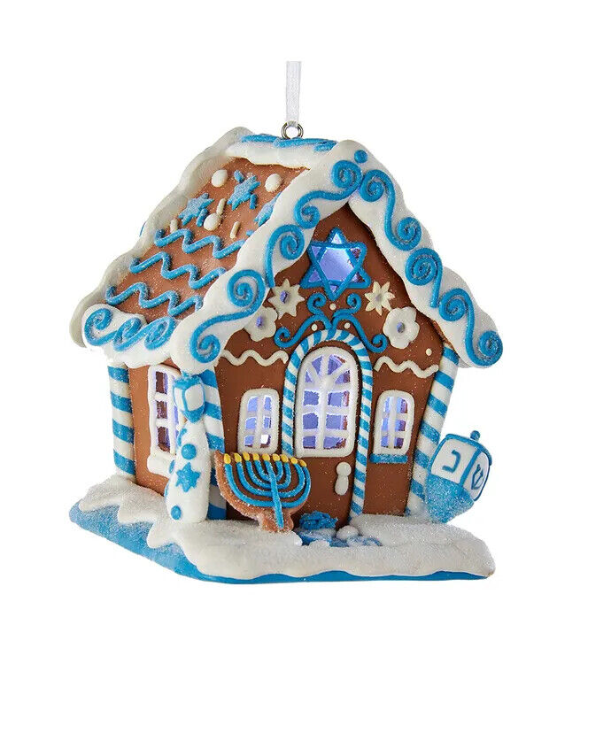 Gingerbread LED Hanukkah House Ornament D3017