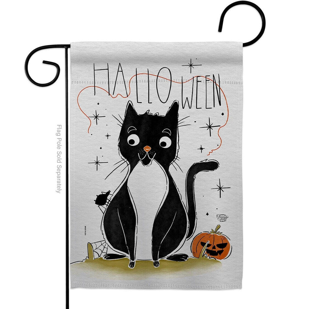 Two Group Flag Flag Halloween Tuxedo Cat Garden House 2-Sided Home Décor