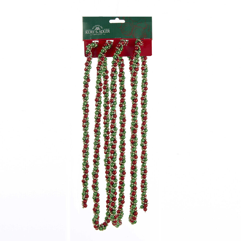 Red, Green and Gold Bead Twisted Garland H9490RGGO