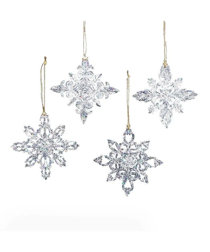 Set of 4 Snowflake Acrylic Ornaments W3613