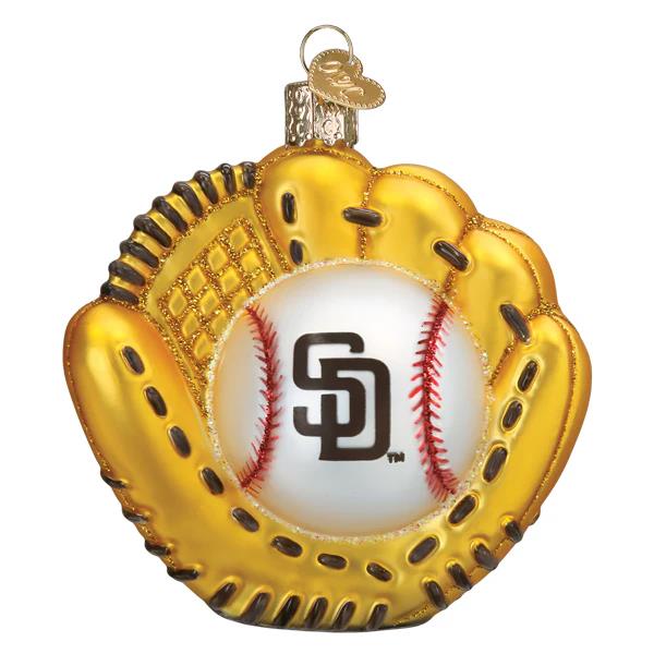 Old World Christmas Padres Baseball Mitt Ornament