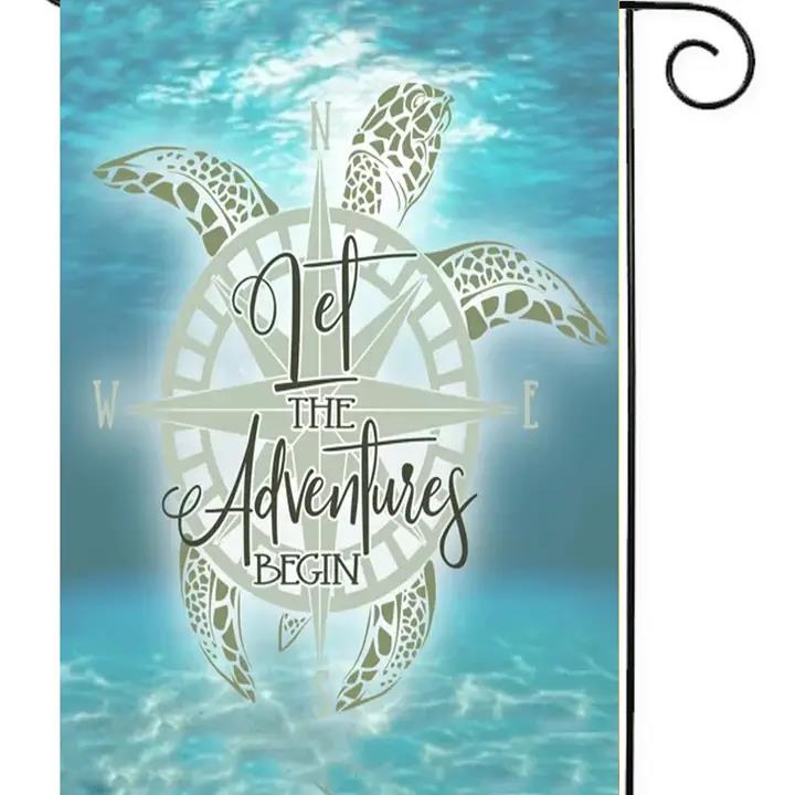 Flags Galore Let the Adventure Begin Directional Turtle Garden Flag