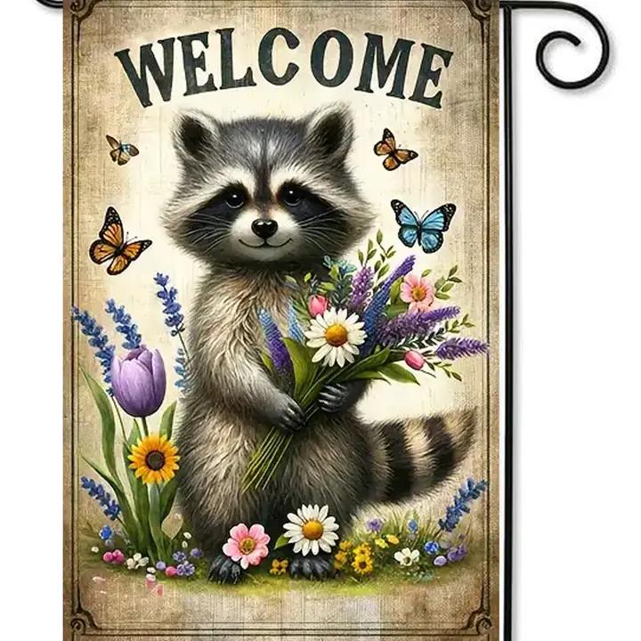 Flags Galore Raccoon Welcome Garden Flag