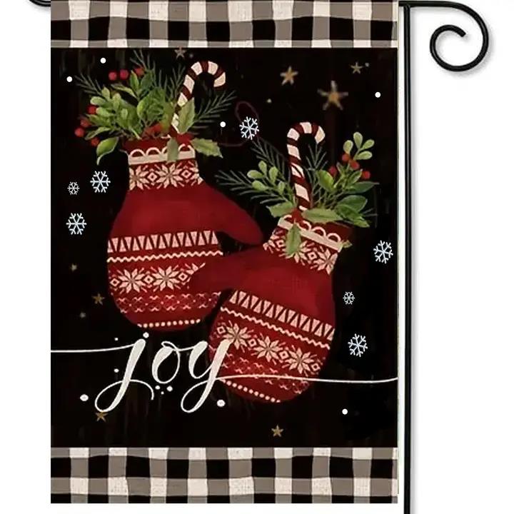 Flags Galore Joy Red Mittens On Black Garden Flag