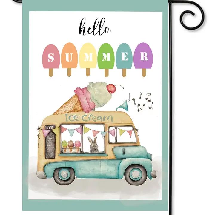 Flags Galore Hello Summer Ice Cream Truck Garden Flag