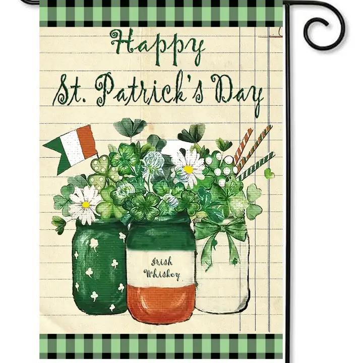 Flags Galore St. Patrick's Day Jars and Flowers Garden Flag