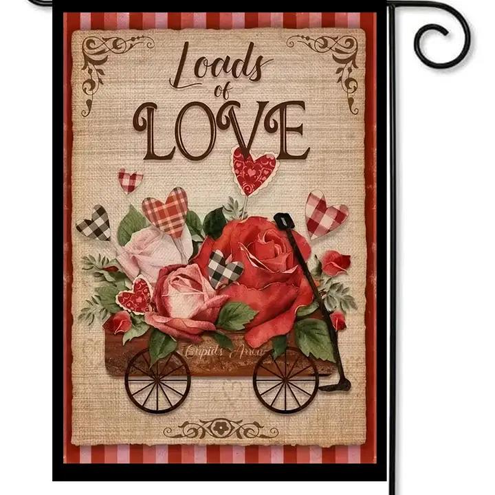 Flags Galore Loads of Love Wagon Garden Flag