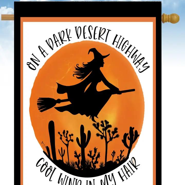 Flags Galore Dark Desert Highway Wind in Hair House Flag