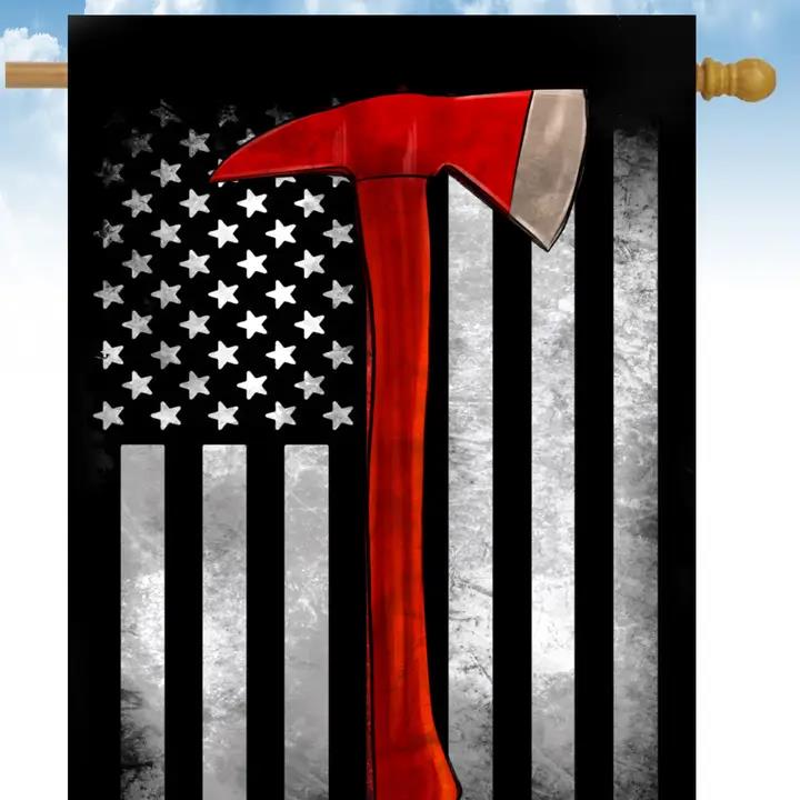 Flags Galore Fire Department Stripes with Axe House Flag