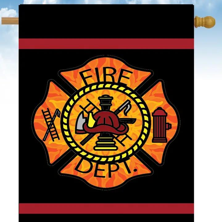 Flags Galore Fire Department Emblem House Flag