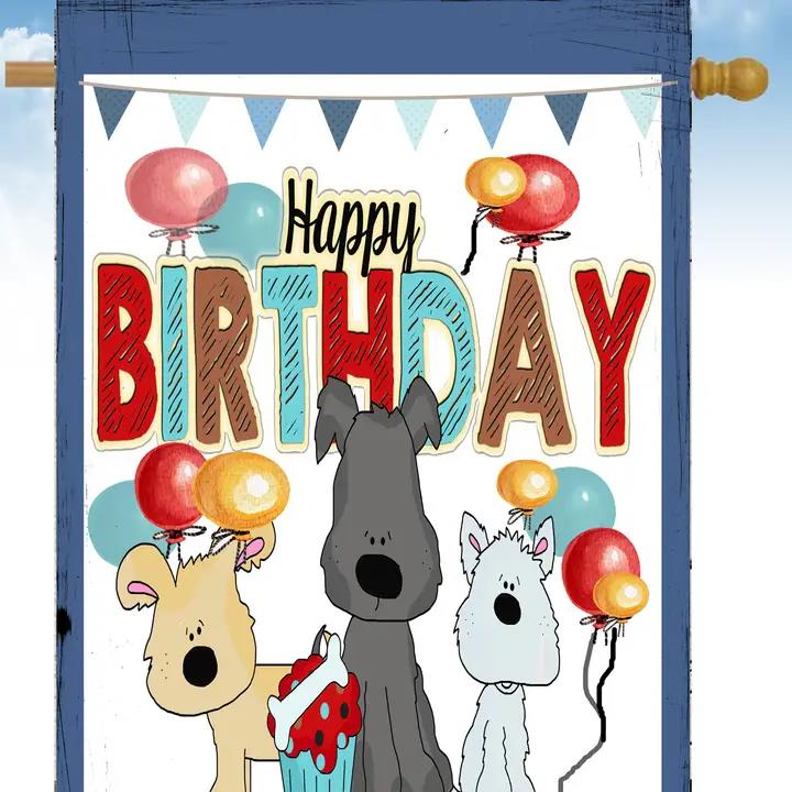 Flags Galore Happy Birthday Dogs House Flag