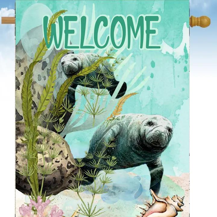 Flags Galore Welcome Manatee House Flag