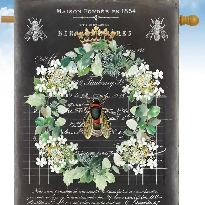 Flags Galore Bee Wreath House Flag