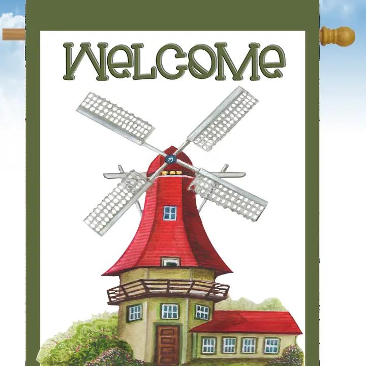 Flags Galore Welcome Windmill House Flag