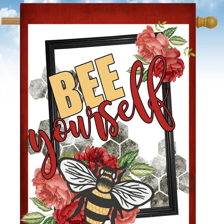 Flags Galore Bee Happy House Flag