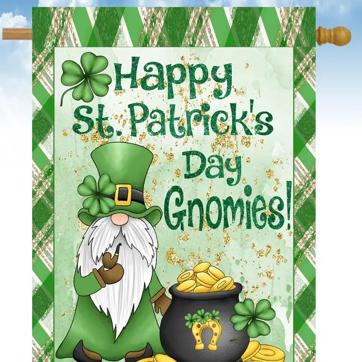 Flags Galore Happy St Patricks Day Gnomes House Flag