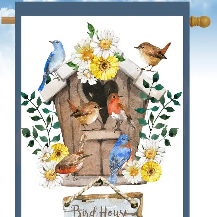 Flags Galore Bird House With Birds House Flag