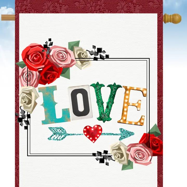 Flags Galore Love Valentines House Flag