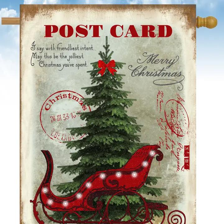 Flags Galore Christmas Sleigh Post Card House Flag