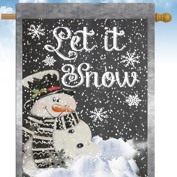 Flags Galore Let Is Snow Silver Snowman House Flag