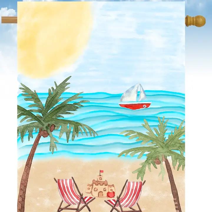 Flags Galore Beach Scene House Flag