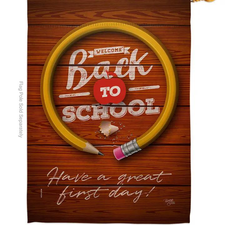 Two Group Flags First Day School Back House Flag