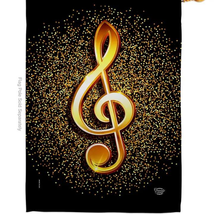 Two Group Flags Gold Clef Interests Music House Flag