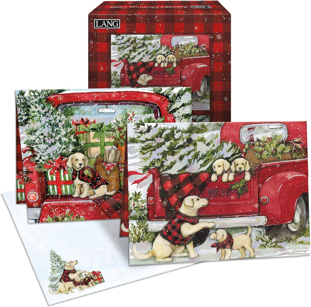 Lang Puppies & Presents Assorted Boxed Christmas Cards 18ct