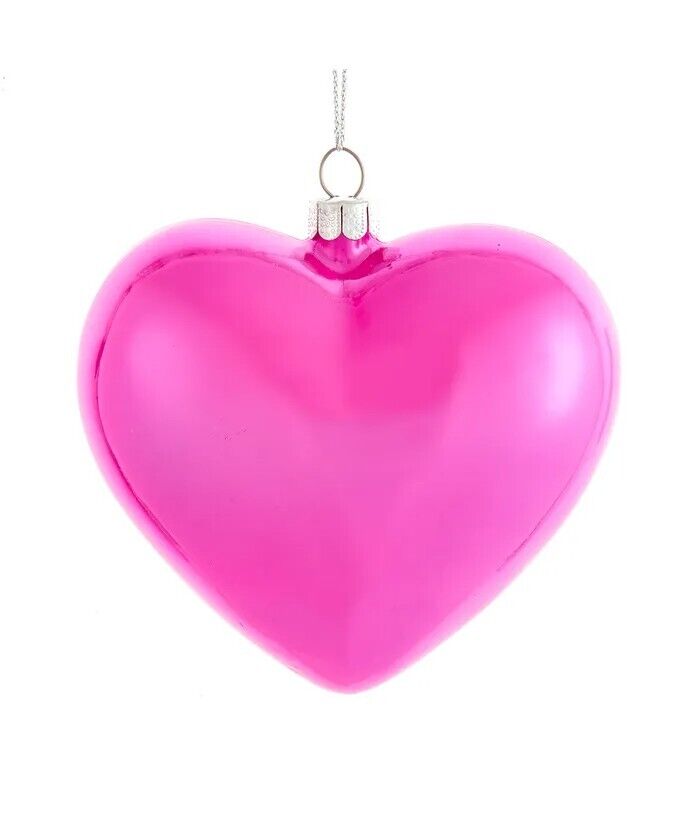 Glass Pink Heart Ornament C6421