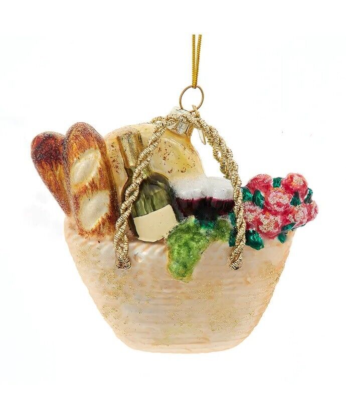 Noble Gems™ Glass Basket With Bread Ornament NBX0116
