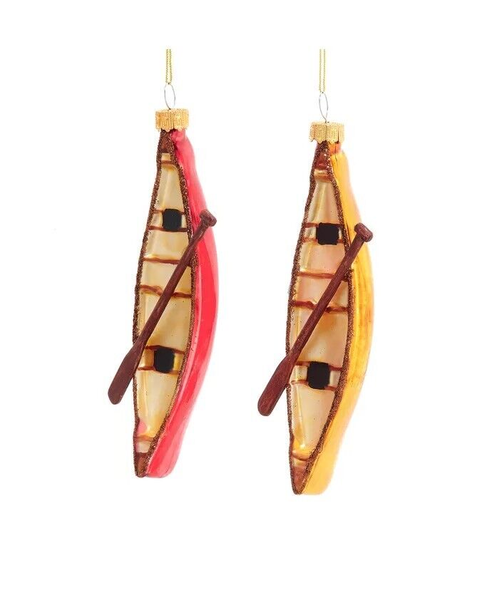 Set of 2 Noble Gems™ Glass Canoe Ornaments NB1827