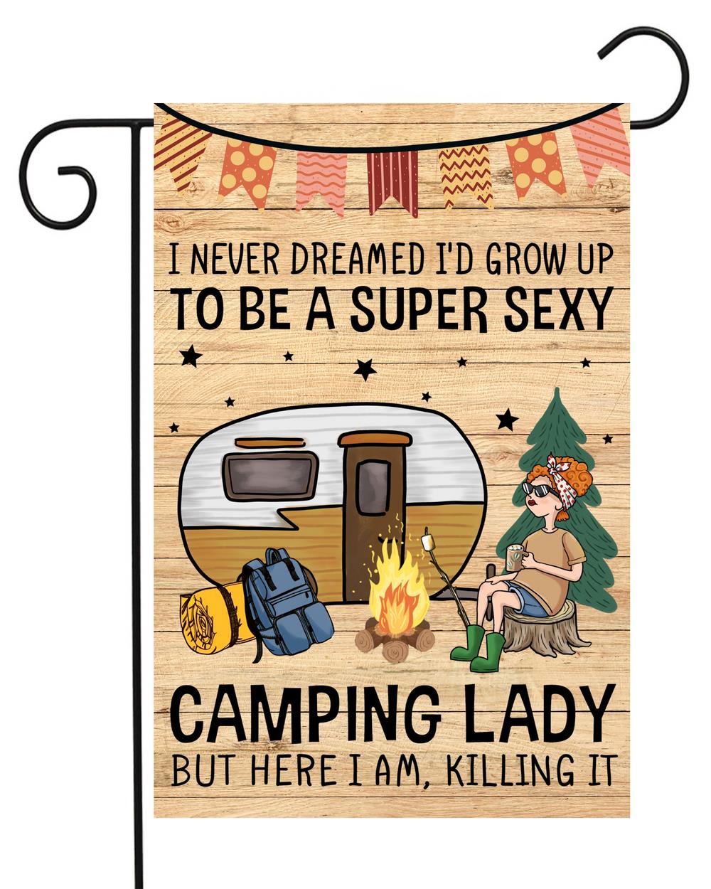 Flags Galore Camping Lady Garden Flag