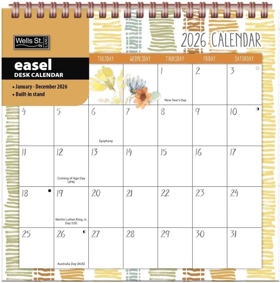 WSBL Watercolor Wonder 2026 Easel Desk Calendar