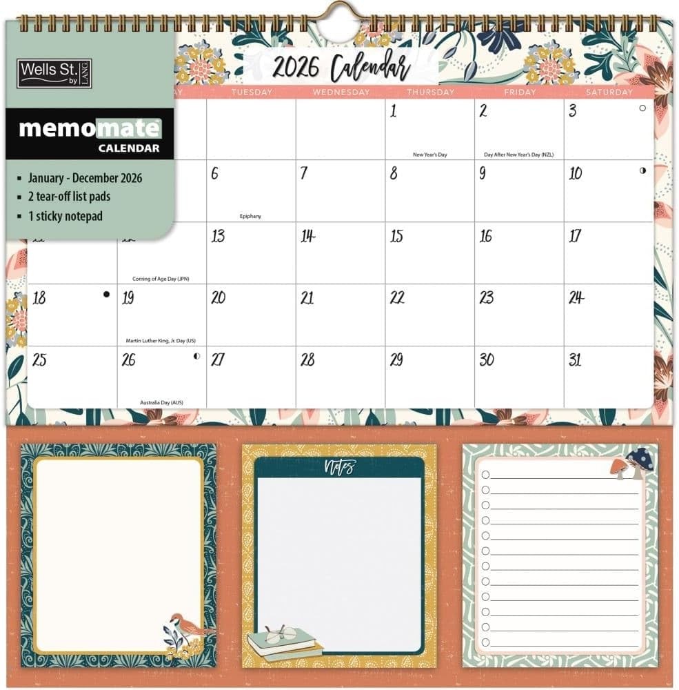 WSBL Flora & Fauna 2026 Memomate Spiral Calendar