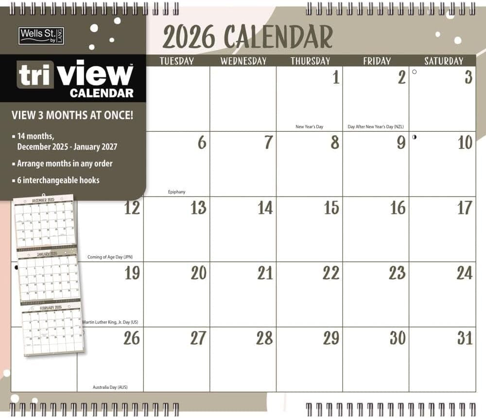 WSBL Focused 2026 Tri-View Calendar