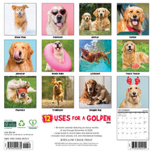 Load image into Gallery viewer, Willow Creek 12 Uses for a Golden 2026 12&quot; x 12&quot; Wall Calendar
