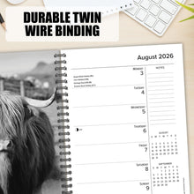 Load image into Gallery viewer, Willow Creek Highland Cows 2026 6.5&quot; x 8.5&quot; Engagement Calendar
