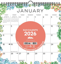 Load image into Gallery viewer, Willow Creek Succulents 2026 12&quot; x 12&quot; Spiral Wall Calendar
