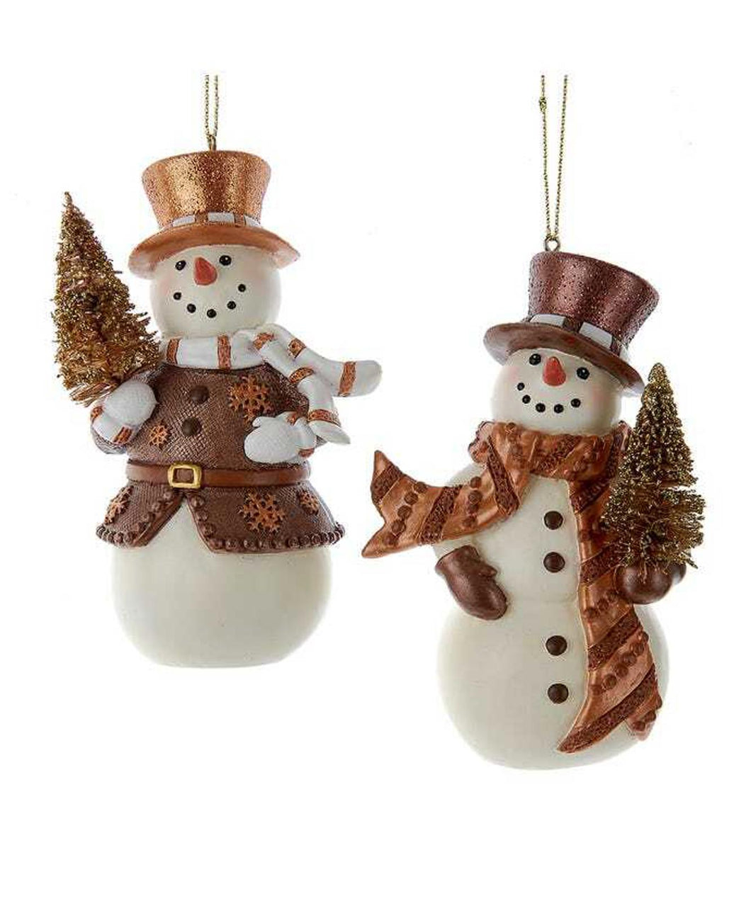 Set of 2 Enchanted Forest Snowman Ornaments E0901