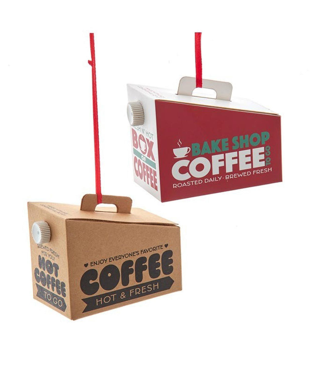 Set of 2 Box Of Coffee Ornaments J9229