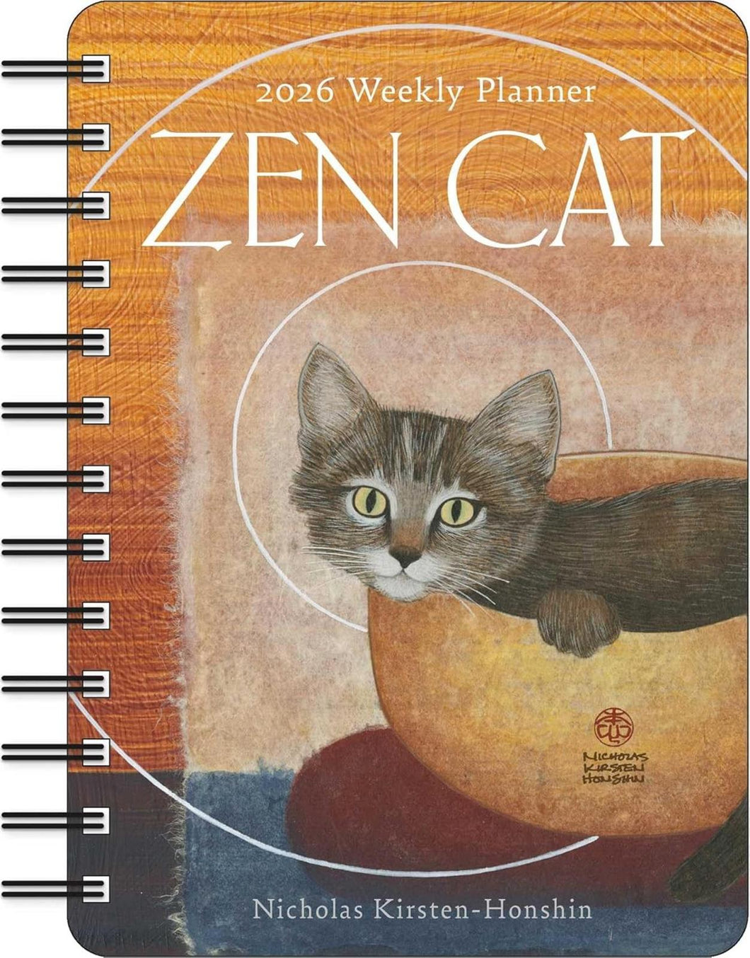 Amber Lotus Zen Cat 2026 Weekly Planner Calendar