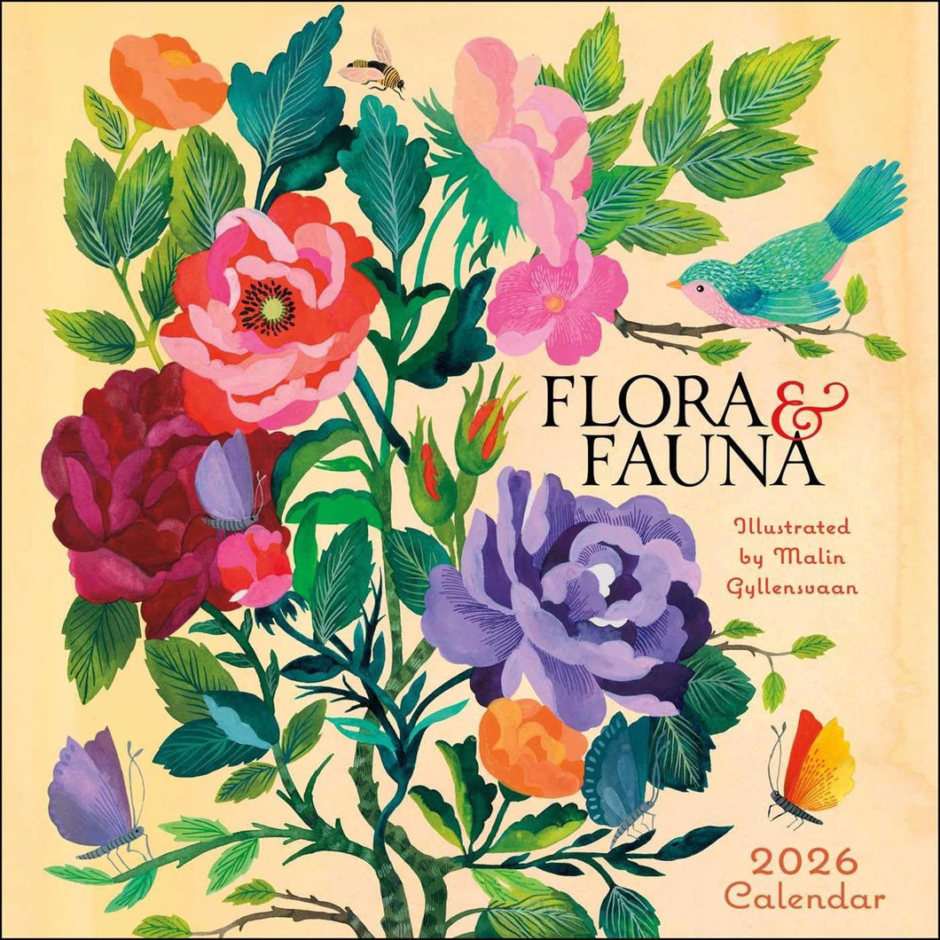 Amber Lotus Flora & Fauna 12x12 2026 Wall Calendar