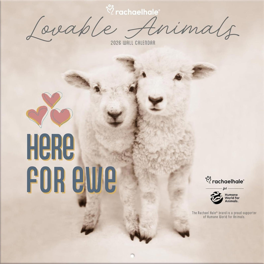 Turner Rachael Hale + NHS - Lovable Animals 12x12 2026 Wall Calendar