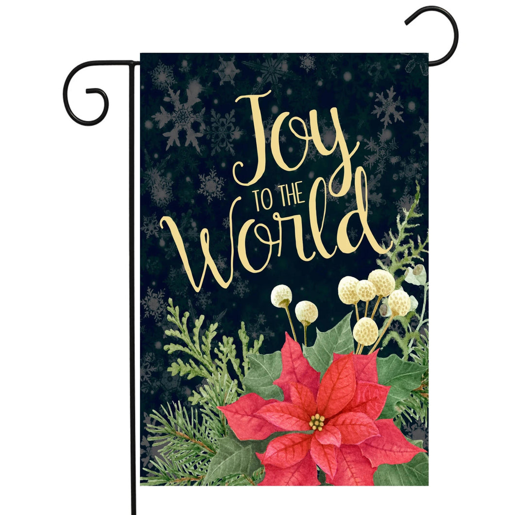 Flags Galore Joy To The World Poinsettia BLACK Garden Flag   Christmas
