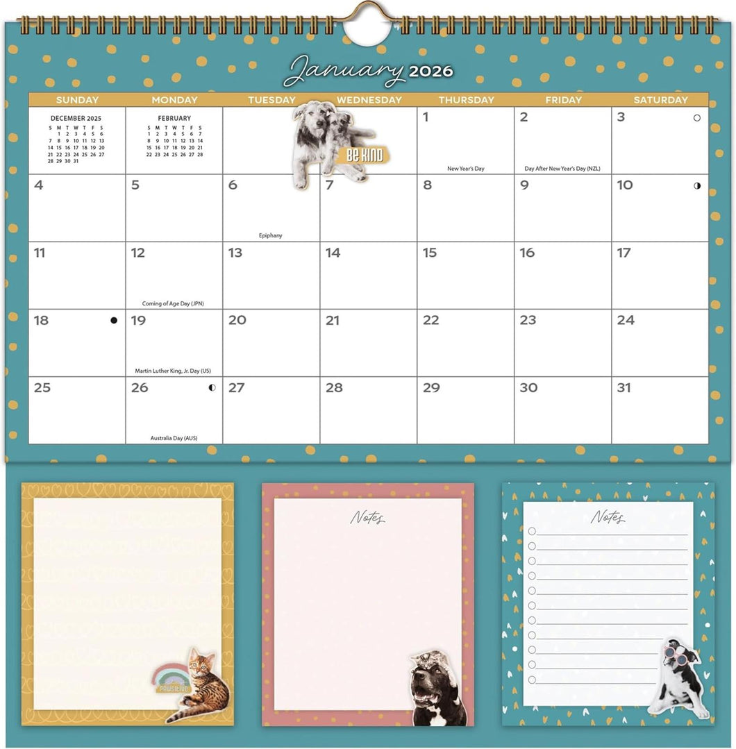 Turner Rachael Hale + NHS - Lovable Animals 2026 Memomate Spiral Calendar