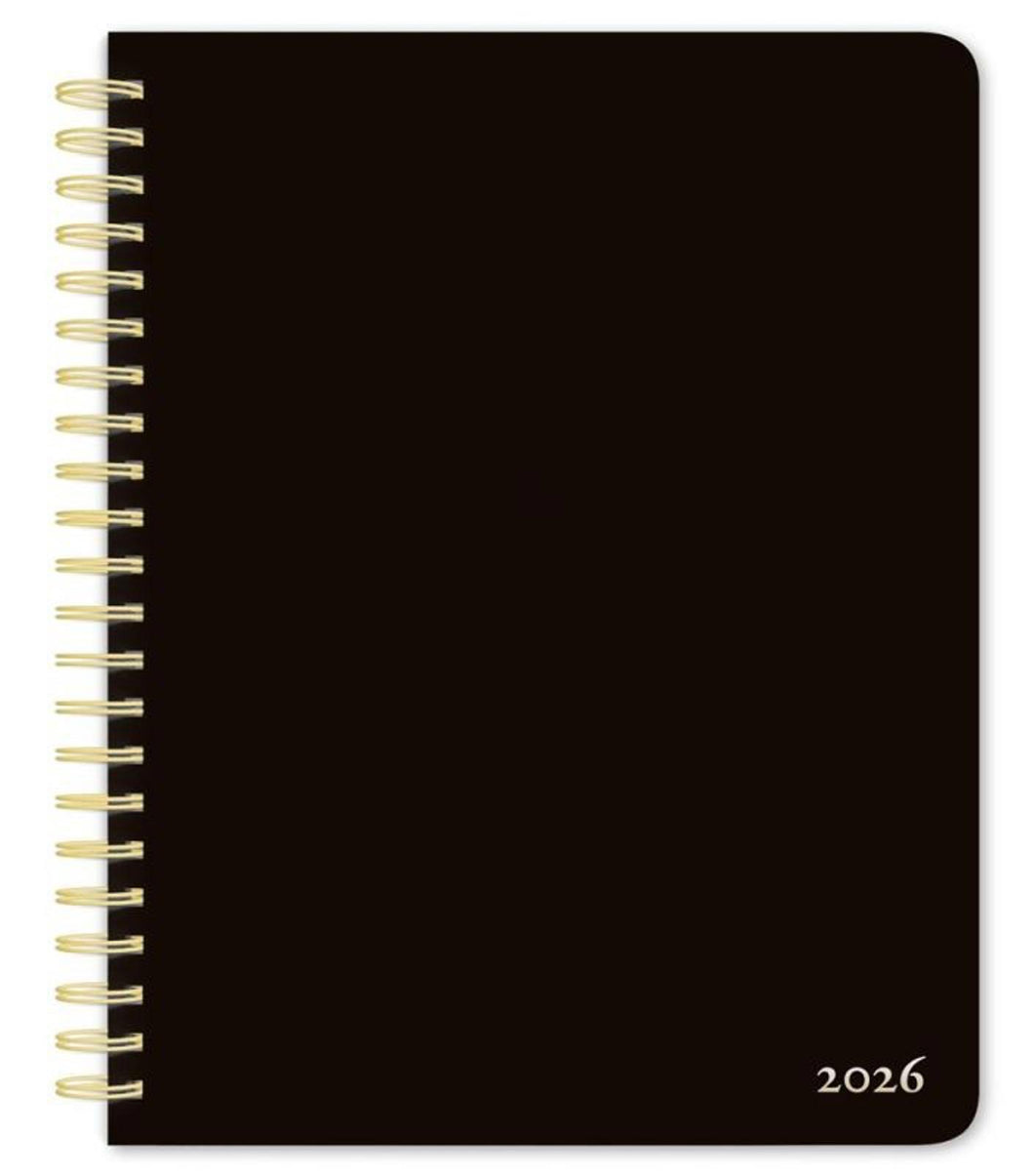 Browntrout Black Solid 2026 6 x 7.75 Inch Weekly Desk Planner