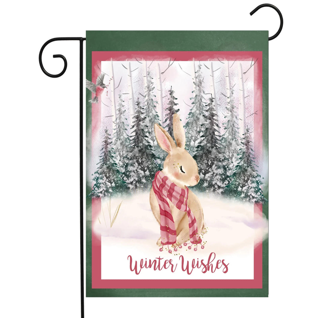 Flags Galore Winter Wishes Rabbit Garden Flag Christmas