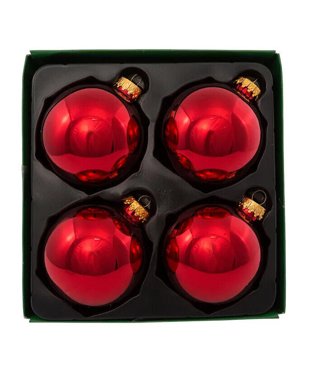 80MM Shiny Red Glass Ball Ornaments, 4-Piece Box Set GG0150