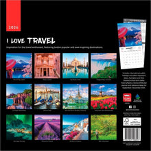 Load image into Gallery viewer, Browntrout I Love Travel 2026 12 x 12 Wall Calendar

