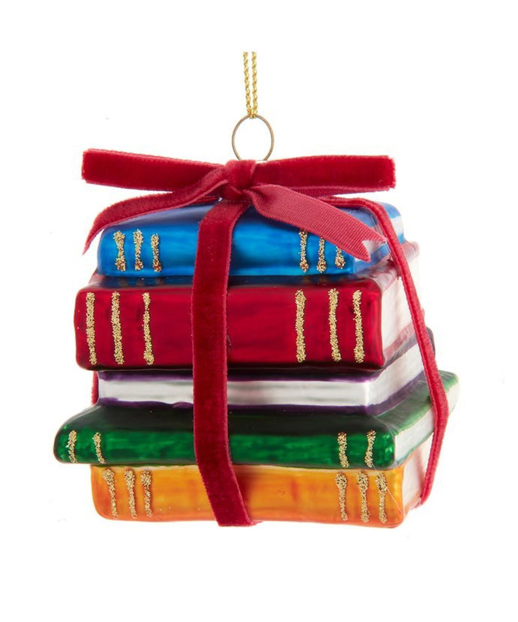 Glass Book Stack Ornament H7109